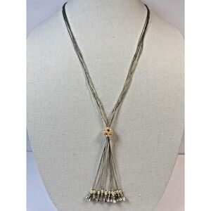 CAROLYN POLLACK-Sterling Liquid Silver Pearl Cluster and Dangle Bells Necklace